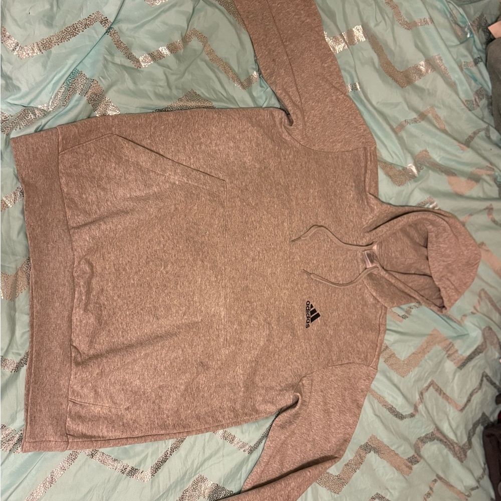 Men’s Adidas Heather Gray Pullover Hoodie- Size L